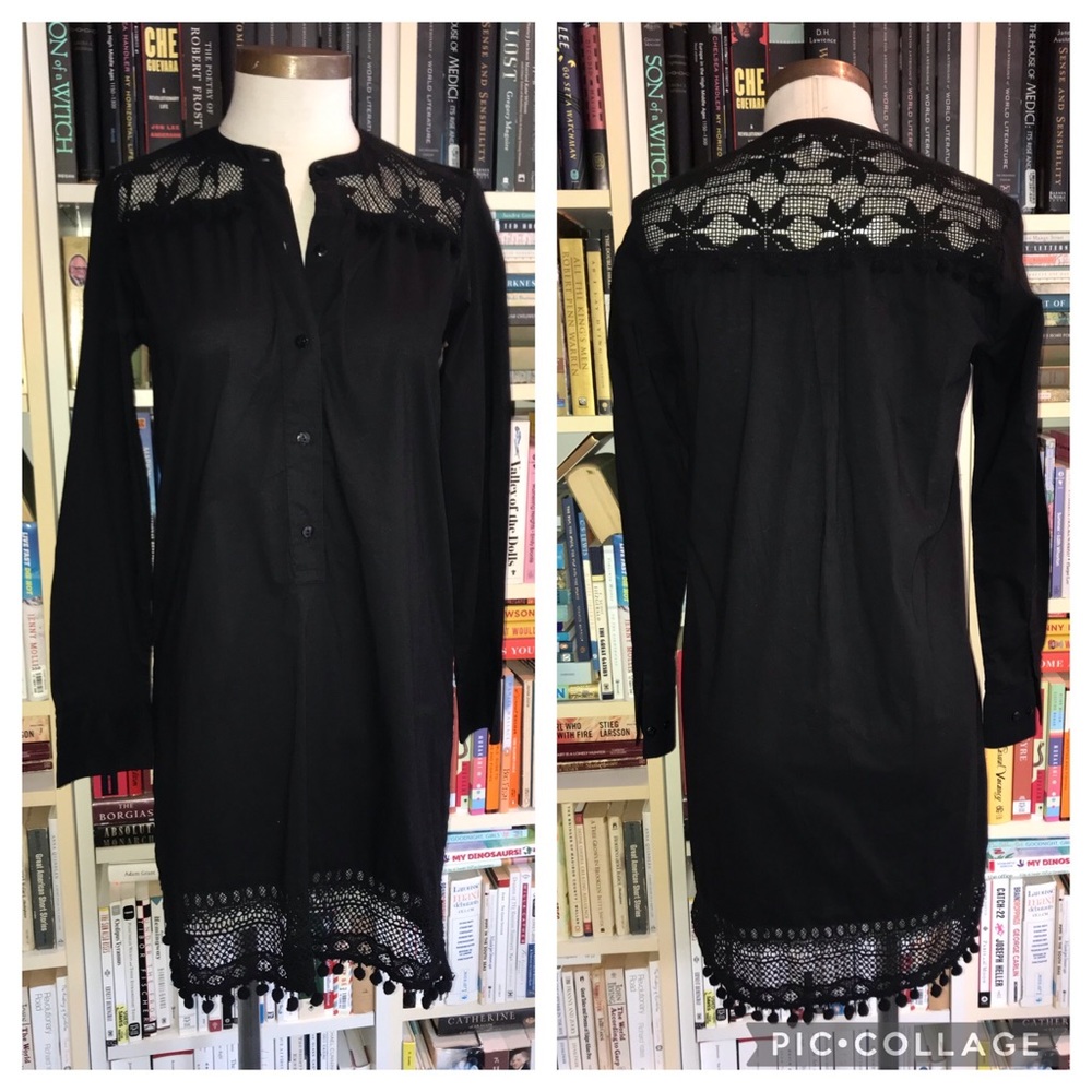 Place Nationale Bezieres Black Gauze Lace Tunic Dress Cover Up
